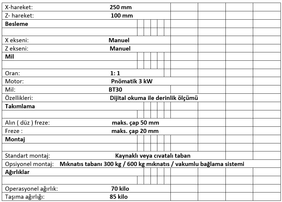 DWT 2 Eksenli Taşınabilir Freze Makinesi